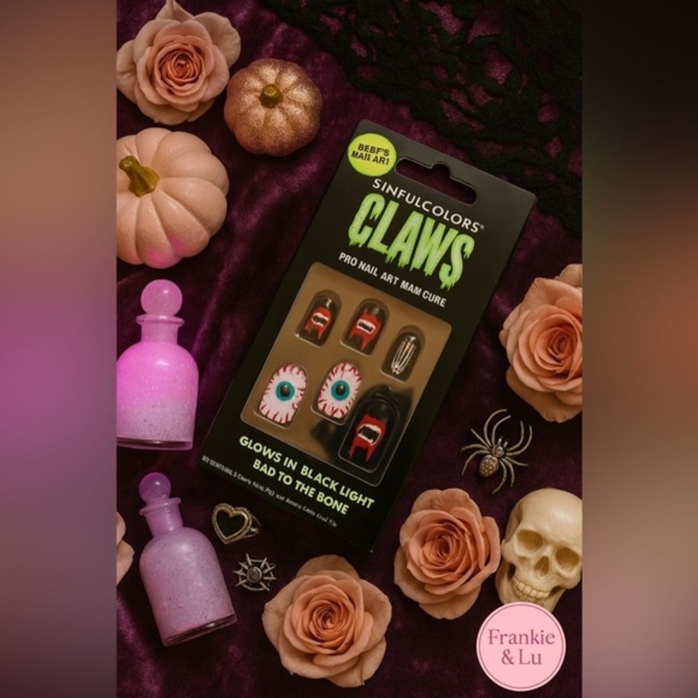 Sinful Colors Claws "Bad to the Bone" Halloween Press-On Nails NWT